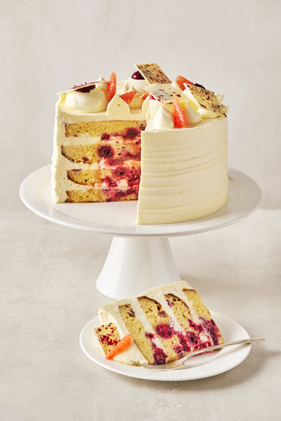 Framboisier au chocolat blanc et caramel salé